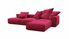 Угловой диван Фатин большой двухсекционный красного цвета
